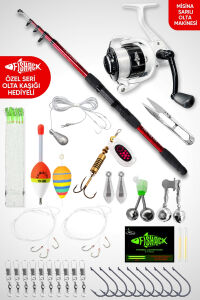 35 Parça Tam Takım Olta Seti - 300cm Kamış 50-150GR / 50'lik Makine (Red)