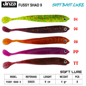 Jinza Hawk Fussy Shad 90 mm 4 gr Silikon Balık 8 Adet