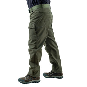 İçi Polarlı Softshell Pantolon - Su Rüzgar Geçirmez - Savage - Haki