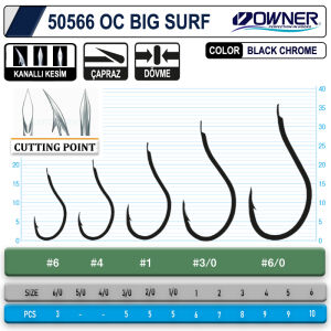 Owner 50566 Cut Big Surf Gun Black İğne