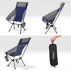 4 Adet Katlanır Kamp Sandalyesi ve Alüminyum Masa Seti - Aero Silver - Mavi/Kum