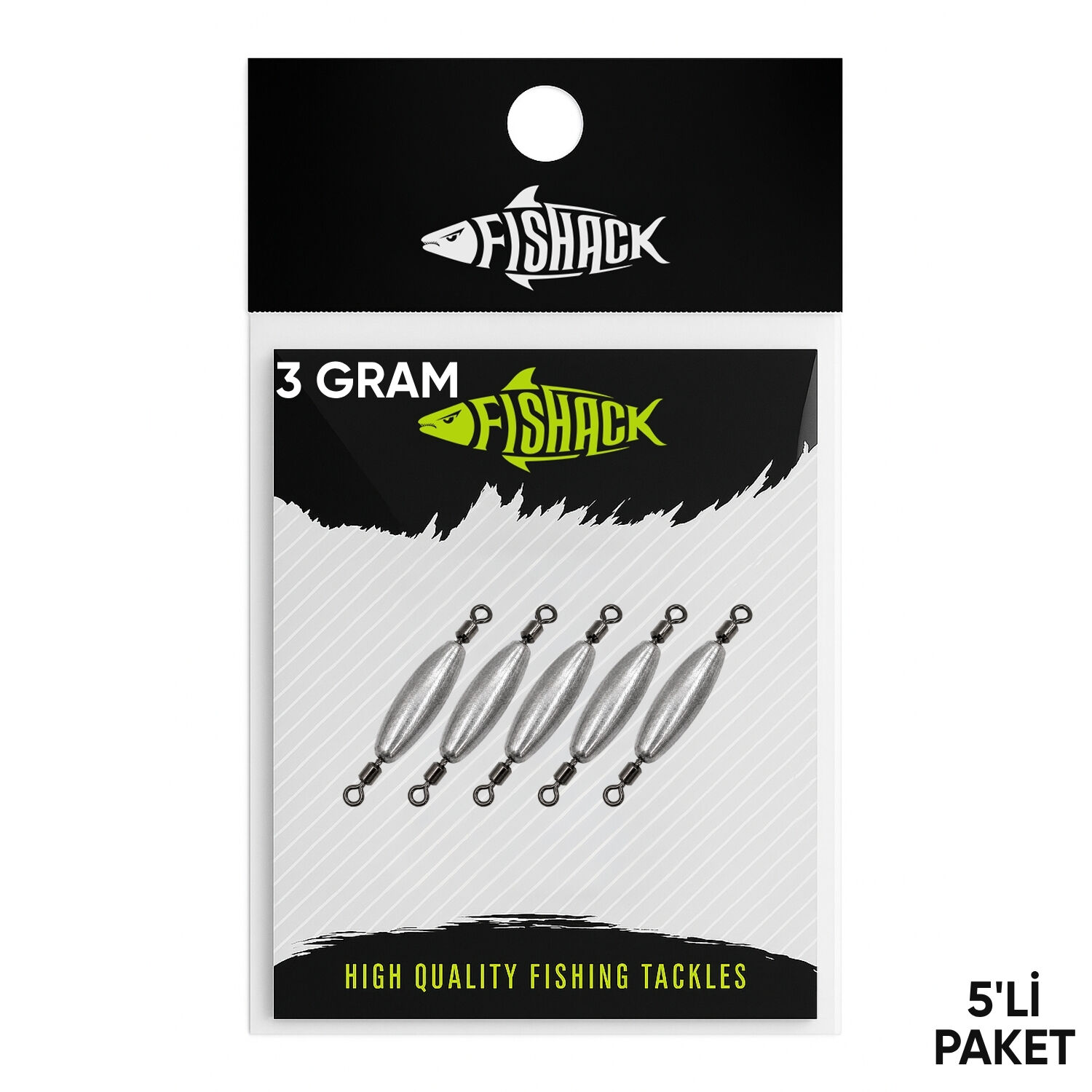 Çift Taraflı Fırdöndülü Kurşun - Fishack - 3 Gram (5'li)