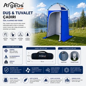 Duş Tuvalet Giyinme Plaj Çadırı - Kamp Duş WC Kabini - Argeus Easy Cabin