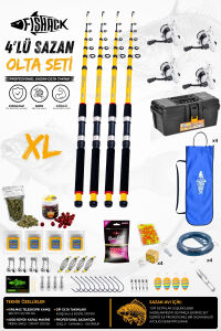 Full Set Profesyonel 4'lü Sazan Olta Seti - XL - Kırılmaz Kamış - 3.60M/50-GR