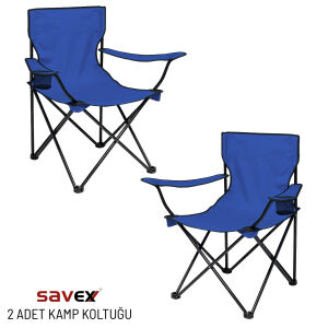 2 Adet Katlanır Kamp Sandalyesi - Piknik Plaj Sandalyesi - (DY.001) - Lacivert