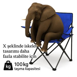 2 Adet Katlanır Kamp Sandalyesi - Piknik Plaj Sandalyesi - (DY.001) - Lacivert