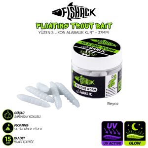 Yüzen Silikon Kurt - Glow Alabalık Yemi - 37mm - Sarımsak Kokulu