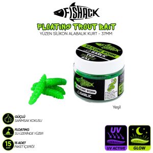 Yüzen Silikon Kurt - Glow Alabalık Yemi - 37mm - Sarımsak Kokulu