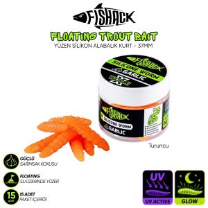 Yüzen Silikon Kurt - Glow Alabalık Yemi - 37mm - Sarımsak Kokulu