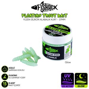 Yüzen Silikon Kurt - Glow Alabalık Yemi - 37mm - Sarımsak Kokulu