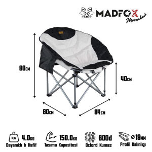 Katlanır Kamp Piknik Sandalyesi - Madfox Moonchair Deluxe - Siyah/Gri - 547212