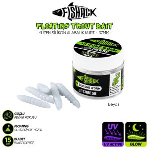 Yüzen Silikon Kurt - Glow Alabalık Yemi - 37mm - Peynir Kokulu