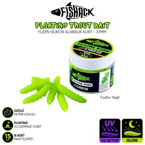 Yüzen Silikon Kurt - Glow Alabalık Yemi - 37mm - Peynir Kokulu