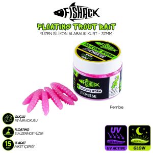 Yüzen Silikon Kurt - Glow Alabalık Yemi - 37mm - Peynir Kokulu