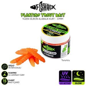 Yüzen Silikon Kurt - Glow Alabalık Yemi - 37mm - Peynir Kokulu