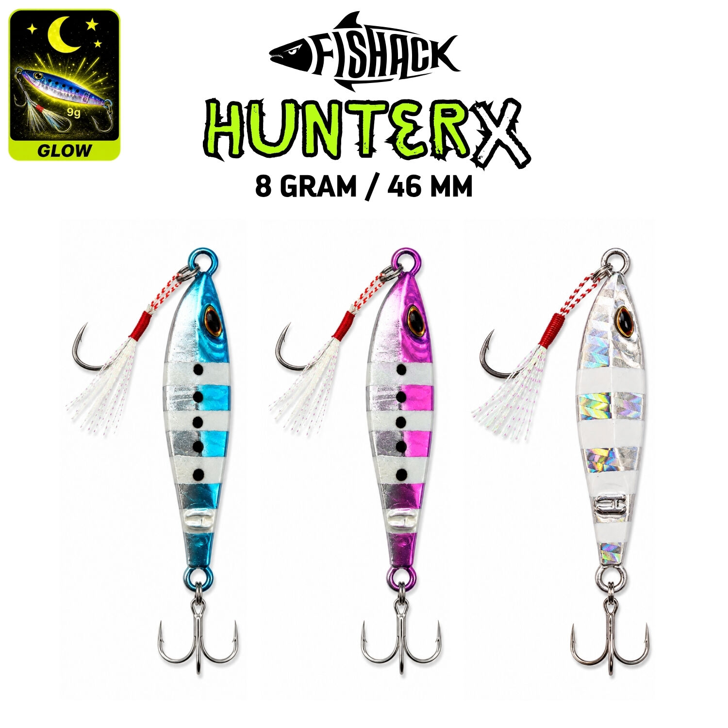 3'lü Metal Jig Yem Seti - Fishack Hunterx - 8g 46mm