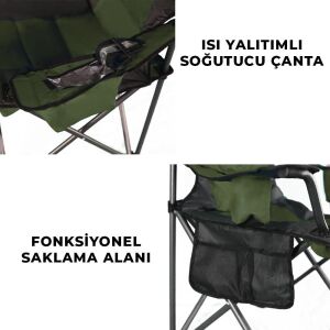 Katlanır Kamp Piknik Sandalyesi - Madfox Echo - Bardaklıklı - Yeşil - 547288