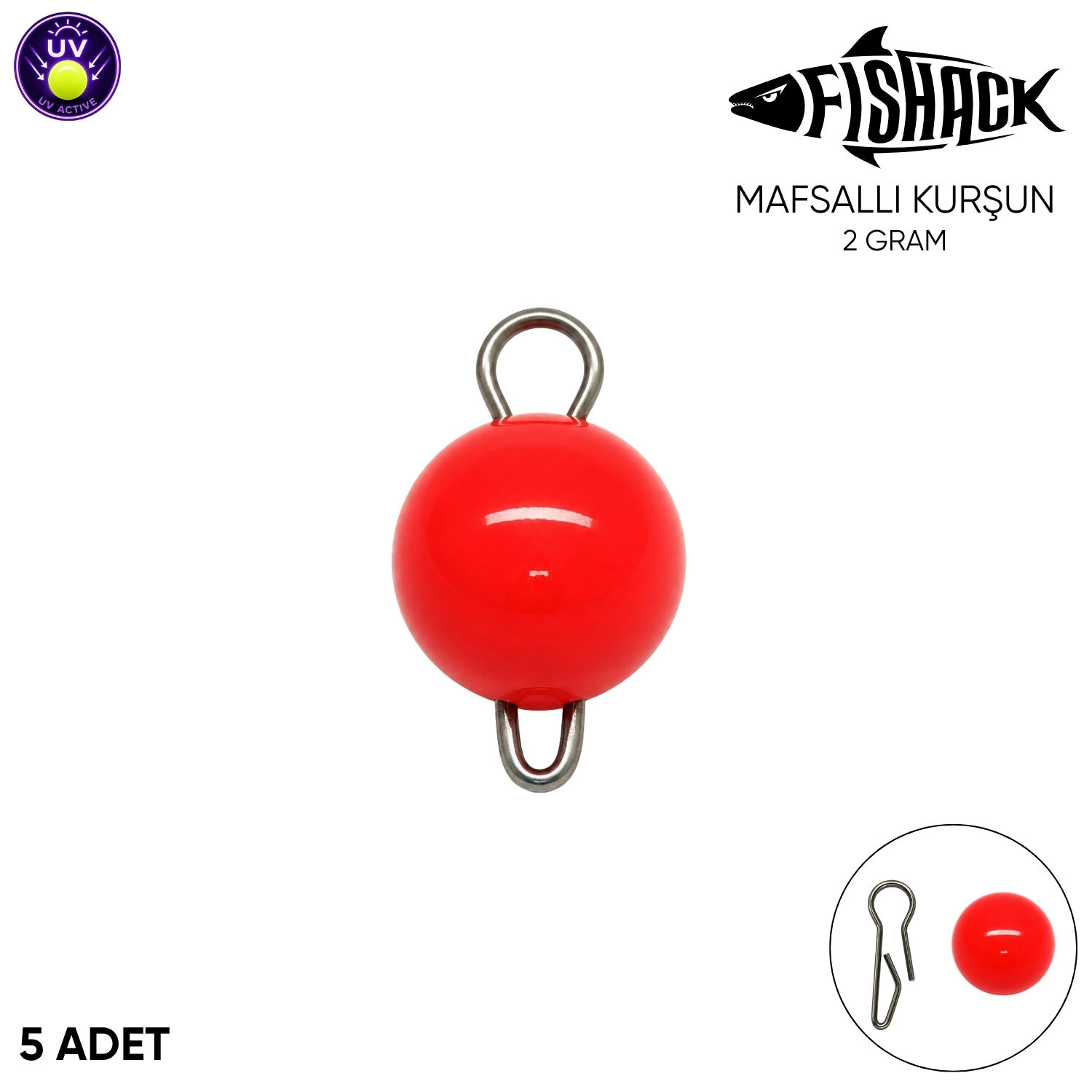 Mafsallı Kurşun - Hareketli İğne Kurşunu - UV Turuncu - 5'li Paket - 2 Gram