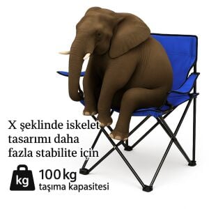 4 Adet Katlanır Kamp Sandalyesi ve Masa Seti - (DY.001) - Lacivert/Sarı