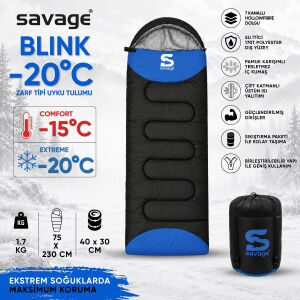 Kamp Uyku Tulumu - Blink - Mavi - Extreme -20C° - Savage YS-509