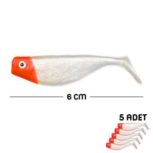 Silikon Balık Yem - DFT - 6cm - Kırmızı/Beyaz (141-3017) - 5'li Paket