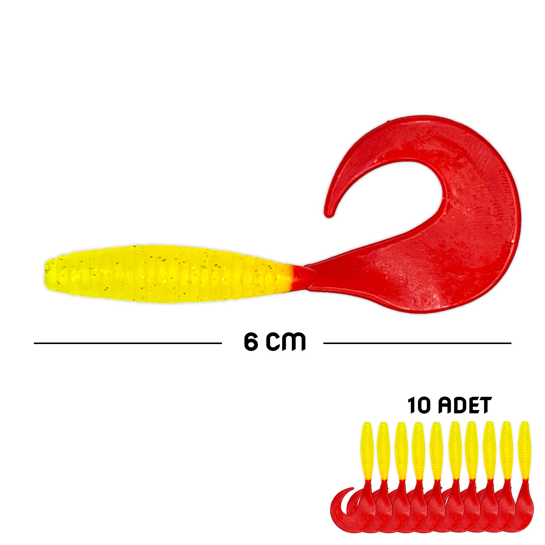 Silikon Kurt Yem - 60mm - Kırmızı/Sarı - 10'lu Paket - Yumy (456-18065)