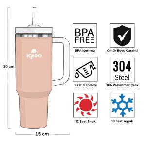 Çelik Mug Termos - Igloo - Stadler - 1.2 lt - Somon/Beyaz - 205787