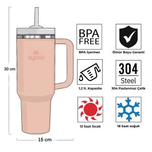 Çelik Mug Termos - Igloo - Stadler - 1.2 lt - Somon - 205787