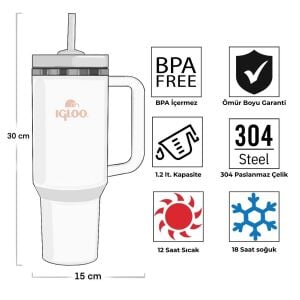 Çelik Mug Termos - Igloo - Stadler - 1.2 lt - Beyaz - 205787