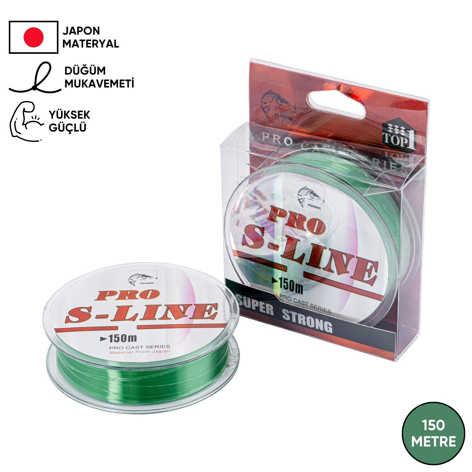 Yeşil Olta Misinası - Japon Materyal - 150 Metre - Pro S-Line - 0,30mm