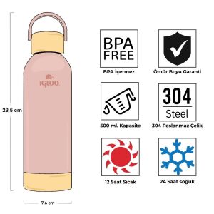 Çelik Pro Termos - Igloo - Hydrate - 500ml - Somon - 205694