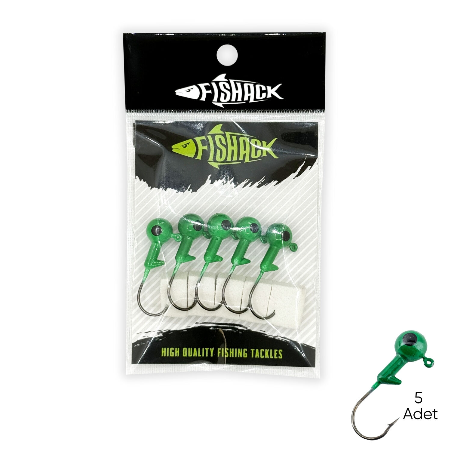 Kurşunlu Jighead Zoka - 8g - Fishack - Yeşil (XHA02) - 5 Adet