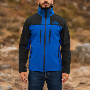 Su ve Rüzgar Geçirmez Softshell Mont - Lemigo - Mavi-Siyah