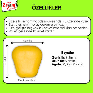Yüzen Silikon Mısır Yem - Yüzen Sazan Mısırı - Mini - 10 Adet - Bal Kokulu
