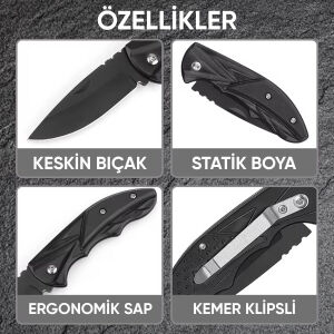 Katlanır Cep Çakısı - Kemer Klipsli - SDR-079 - Mavi