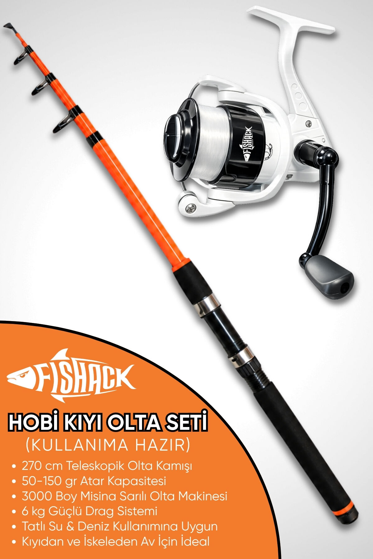 Hobi Kıyı Olta Takımı - 270cm 50-150 gr Kamış + 5000'lik Olta Makinesi (Dlp)