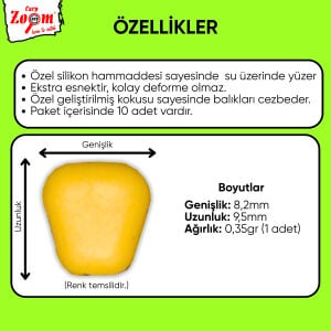 Yüzen Silikon Mısır Yem - Yüzen Sazan Mısırı - Mini - 10 Adet - Vanilya Kokulu