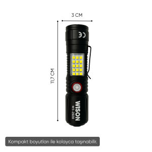 USB Şarj Edilebilir El Feneri - Wison - 1000 Lümen - 10 Watt - (WS-2828)